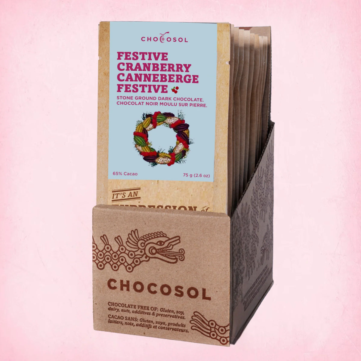 Chocosol Chocosol Festive Cranberry Cacao Chocolate Bar – Vitality Juice Co.